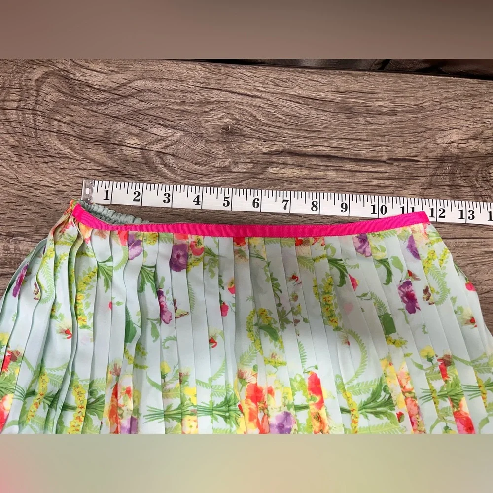 Baker By Ted Baker Kids Girls Floral Mint‎ Accordion Pleated Skirt Size 14 NWT